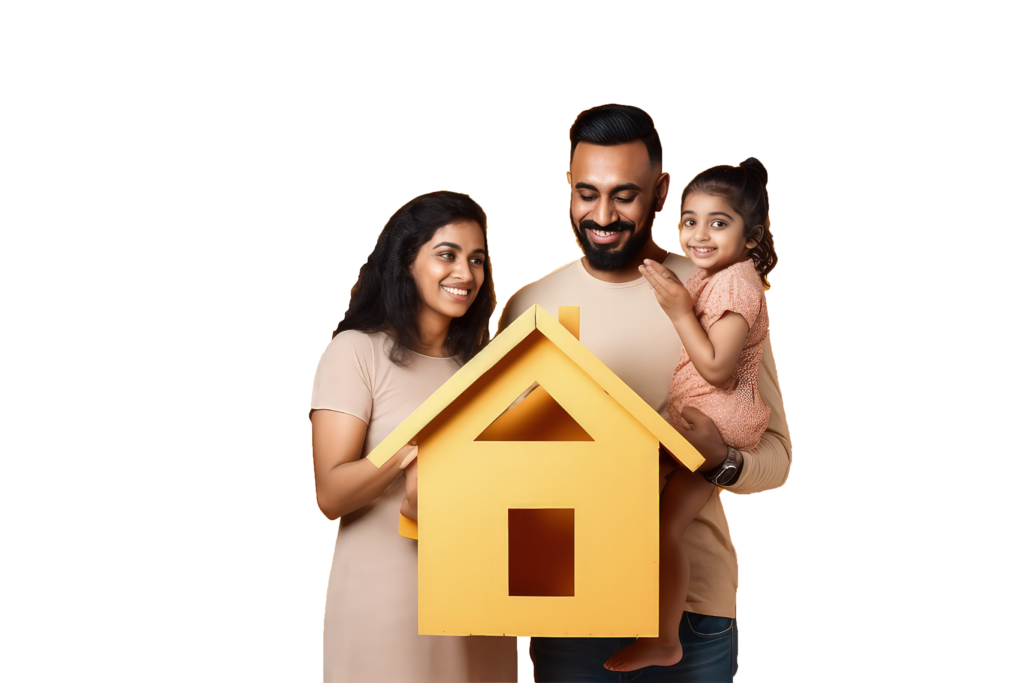 happy indian family buying renting dream home